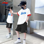 LI-NING KIDS李寧兒童運(yùn)動(dòng)套裝男女大童25夏季運(yùn)動(dòng)舒適透氣短袖t恤短褲兩件套 套裝一 【純棉短袖+速干短褲】 160