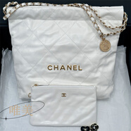 香奈兒（Chanel）女包22bag金色微標(biāo)小牛皮菱格紋鏈條垃圾袋 托特包手提單肩斜挎包 小號 長35x高37x寬7cm