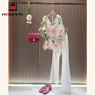 AEMAPE網(wǎng)紅2025炸街減齡名媛高端小香風(fēng)別致絕美印花襯衫褲子職業(yè)套裝 兩件套 XL 【建議115-125斤】