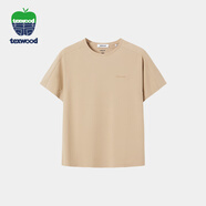 texwood蘋果牌男士桑蠶絲透氣短袖T夏裝圓領(lǐng)T恤中青年休閑柔軟潮輕薄上衣 卡其 輕薄 M 50 【舒適透氣】