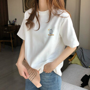 以純 YISHION白色感純棉短袖t恤女裝2025新款夏季顯瘦遮肉寬松基礎款上衣 白色-125(小海綿) M 96-115斤