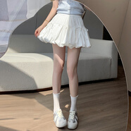 斤慕白色花苞半身短裙女法式芭蕾風(fēng)蓬蓬裙時(shí)尚百搭甜美2025春夏新款 白色花苞短裙 S