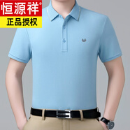 恒源祥夏季白色短袖t恤男高端桑蠶絲中年爸爸商務(wù)翻領(lǐng)大碼polo衫 HYX37-2303魚水蘭 S 165/84A