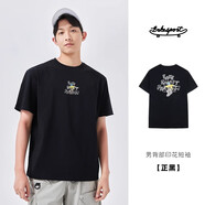 鴻星爾克（ERKE）短袖男款2025夏季新款滑板潮流背部印花t恤休閑服青少年運(yùn)動(dòng)體恤 正黑 5XL