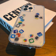 葉余適用于閃粉流沙APP蘋果圖標(biāo)iPhone14手機(jī)殼加厚11/12/13透明xr/xs液體8p的 無(wú)閃粉-APP滑片流沙殼 蘋果6/6S