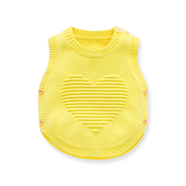 迪尼豆豆（dinidoudu）嬰兒毛衣馬甲0新生兒針織毛衣 1歲男嬰兒背心春秋女寶寶毛衣坎肩 毛線(xiàn)馬甲 愛(ài)心黃色雙邊開(kāi) 90碼（建議12-24月）