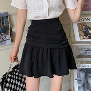 HUALIN FASHION百褶蓬蓬裙甜辣短款包臀半身裙女性夏季新款 黑色 XS