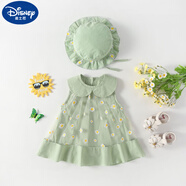 迪士尼（Disney）2025年嬰兒衣服0-2歲春夏女寶寶連衣裙新生兒超萌外出周歲服裙子 淺綠色 66 cm