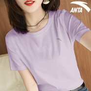 安踏冰絲速干短袖T恤女2026年夏季薄款寬松正肩跑步健身運動(dòng)上衣 7121-1羅衣紫【冰絲速干】 L (170)