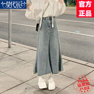 莫代爾a字牛仔半身裙女2025夏季新款甜美荷葉邊娃娃領(lǐng)寬松顯瘦薄款上衣 復(fù)古藍(lán)牛仔裙 M