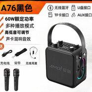 夏新新款藍(lán)牙音響戶外大音量便攜式手提小型廣場舞音響帶話筒家用k歌唱歌一體音響大功率便攜式低音炮 經(jīng)典黑（雙話筒）+32G歌曲