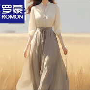 羅蒙（ROMON）連衣裙女2023秋季新款穿搭高級感御姐風(fēng)氣質(zhì)名媛顯瘦法式襯衫裙子 淺灰色 L