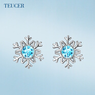 TEUCER925銀耳釘女學(xué)生韓版簡(jiǎn)約氣質(zhì)雪花耳環(huán)時(shí)尚飾品迷你生日女神母親 雪花耳釘（天然托帕石）