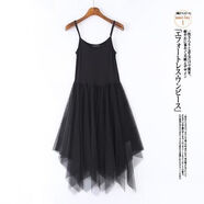 映雯小個(gè)子蕾絲內搭打底秋冬季2022新款不規則背心吊帶裙內搭蕾絲網(wǎng)紗 吊帶款黑色 均碼