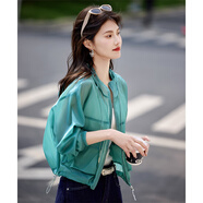 尚靜外套女夏季新款女裝輕休閑拼接戶外輕薄短外套抽繩大口袋遮陽上衣