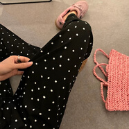 冉旻純顯瘦薄款夏季居家人棉綿綢睡褲九分加大碼寬松休閑格子家居褲ins 辛基雪屋 M 特長(cháng)(身高166175c褲長(cháng)108