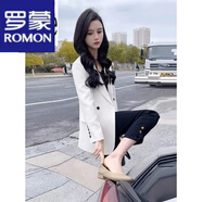羅蒙（ROMON）輕奢女裝咖色小西裝外套女2024春夏季新款韓版休閑顯氣質(zhì)百搭西服 白色 L