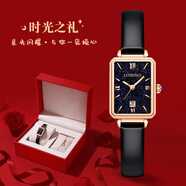 浪Longines手表女琴2025新款超薄防水方型小綠表滿天星女表專用 滿天星黑皮小方表 送皮帶 27mm