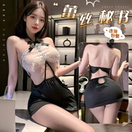 曼煙情趣內(nèi)衣用品免脫丁字內(nèi)褲三點式透明連身裙制服約會戰(zhàn)衣 黑 9212