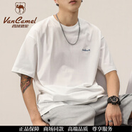 西域駱駝（VANCAMEL）重磅棉短袖T恤夏季日系復古衣服潮牌美式潮流寬松半袖體恤 白色 M