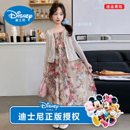 迪士尼（Disney）女童連衣裙夏裝2025新款女孩中大童沙灘裙兒童吊帶裙大花朵裙子 吊帶裙子 120 cm
