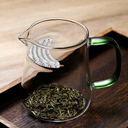然也公道杯加厚耐熱玻璃透明泡茶配件一體月牙片過濾茶水分離玻璃杯 月牙杯【KH522】 450ml 1只