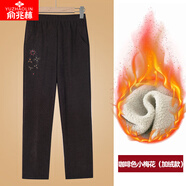 俞兆林（YUZHAOLIN）媽媽秋裝燈芯絨休閑褲女加肥加大奶奶褲子女春秋冬新款條絨女褲 FQYLl8Ui 咖啡色小梅花（加絨款） 6XL 建議（160-175斤）