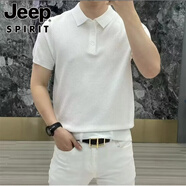 吉普（JEEP）短袖男時(shí)尚休閑翻領(lǐng)純色體恤polo衫休閑針織夏季新款透氣潮流t恤 K07白 M