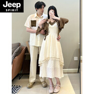 JEEP SPIRIT情侶裝2025新款夏季法式復古襯衫連衣裙女設計感小眾一裙一衣套裝 女杏色連衣裙 高質(zhì)量版 S M