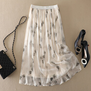 菲奢蘭桑蠶絲半身裙碎花高腰a字裙真絲半身裙女夏中長(cháng)款飄逸2025年新款 花色28 均碼 M建議90-105斤