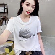 HUALIN FASHION歐洲站潮流女裝2025夏燙鉆帽子露肩純色T恤圓領(lǐng)百搭個(gè)性上衣 白色 S 【建議90斤以?xún)取?
                                         title=