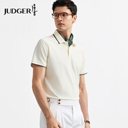莊吉   JUDGER【透氣親膚】男士翻領(lǐng)短袖T恤夏季新款商務(wù)休閑質(zhì)感POLO衫 米白色 XL 180/96A