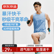 京東京造【100超強(qiáng)透氣】男士速干跑步背心網(wǎng)眼透氣耐磨健身坎肩 冰川藍(lán) L