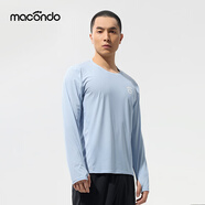 馬孔多（macondo）原創(chuàng)單品面膜感跑步長袖T恤 速干衣水潤清爽夏日溯溪原紗防曬抗菌 藍色微光 男款 M 【男110-125/女105-115斤】