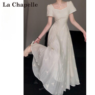 拉夏貝爾（La Chapelle）茶歇法式繡花連衣裙2025女夏氣質(zhì)收腰短袖大擺長溫柔初戀約會(huì)仙女 連衣裙 XL 建議110斤-125斤