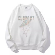 倉石一樹(shù)韓國潮牌輕奢無(wú)冒黑色燙鉆長(cháng)袖衛衣男士秋冬款寬松T恤加厚打底衫 白色 XL