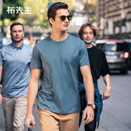 布先生 短袖t恤男春夏季新品簡(jiǎn)約經(jīng)典百搭純色T全棉圓領(lǐng)新疆棉AT10171 灰藍(lán) M (170)