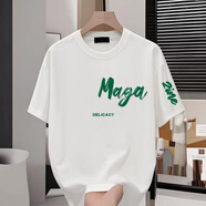 南極人純棉百搭字母印花短袖t恤男女寬松潮流百搭圓領(lǐng)打底衫五分袖上衣 T508白色 3XL