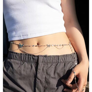 薇施妮（WEISHINI）甜酷多層仿珍珠流蘇身體鏈女性感個(gè)性韓版新款疊戴串珠腰鏈時(shí)尚配 蝴蝶腰鏈