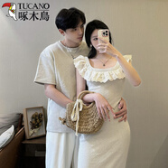 啄木鳥(niǎo)（TUCANO）小眾設計感情侶裝夏季2025韓版短袖T恤男連衣裙法式一裙一衣ins潮 女裙 S