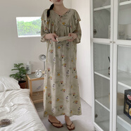 浪莎2025年新款棉綢女睡裙短袖防凸點長裙到腳踝高個子連衣裙子睡衣 防凸長裙小婦人 均碼 T標130裙長 適合150-180斤