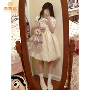 派吉鯊甜美奶乖套裝裙夏天小個(gè)子背帶連衣裙兩件套裝日系公主蓬蓬花苞裙 奶黃色裙+娃娃領(lǐng)襯衫 【兩件套裝】 M 建議91-100斤