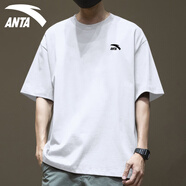 安踏（ANTA） 短袖男t恤男裝上裝春夏季新款純棉潮流針織彈力透氣漸變字母圓領(lǐng) -1純凈白 L 175