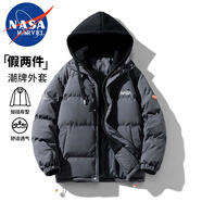 NASA MARVEL棉服男棉衣冬季連帽外套加厚保暖面包服運動百搭情侶裝棉襖子