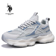 美國馬球協(xié)會(huì)（U.S.POLO ASSN.）厚底老爹鞋男2025新款男鞋夏季透氣運(yùn)動(dòng)鞋男士網(wǎng)面增高休閑鞋子男 灰色 42 (260mm) 標(biāo)準(zhǔn)運(yùn)動(dòng)鞋碼-