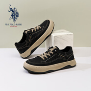 美國(guó)馬球協(xié)會(huì)（U.S.POLO ASSN.）休閑男鞋帆布鞋男2025夏季新款休閑鞋透氣輕便低幫百搭高端鞋子男 黑桔 40 -
