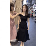 S.SOFEA法式露肩領(lǐng)收腰字連衣裙潮 黑色【質(zhì)量】 M 建議100斤以?xún)?
                                         title=