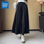 真維斯女裝2025夏季新款簡(jiǎn)約純色百搭時(shí)尚潮流韓系褶皺半身裙KC 黑色8010 L