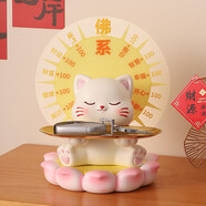 赟婭招財貓擺件鑰匙收納托盤(pán)玄關(guān)柜客廳創(chuàng  )意家居裝飾品喬遷新居禮品 佛系招財貓+置物架+柿柿如意