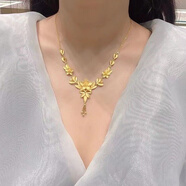 中國珠寶 SINO GEM結婚金包銀項鏈時尚鍍黃金花朵金色項鏈三金 五金高級婚嫁飾品女 一眼萬年